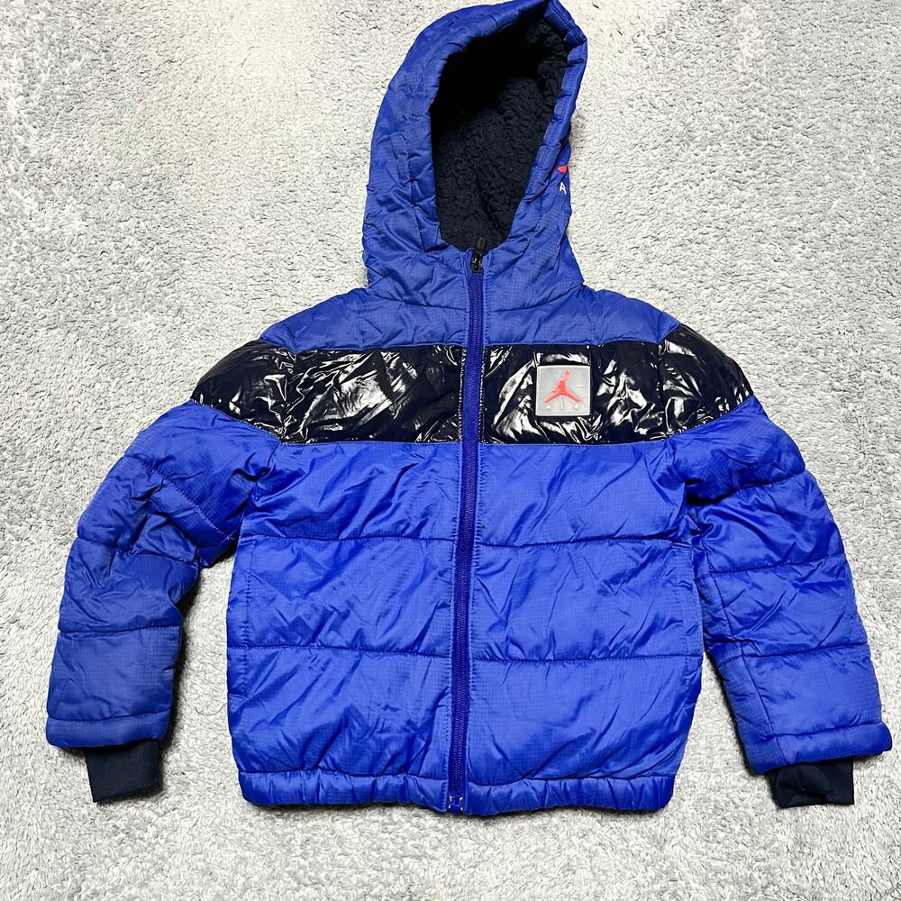 Nike Air Jordan Coat Kids Youth Small 4-5 Blue Puffer Jacket Hooded
